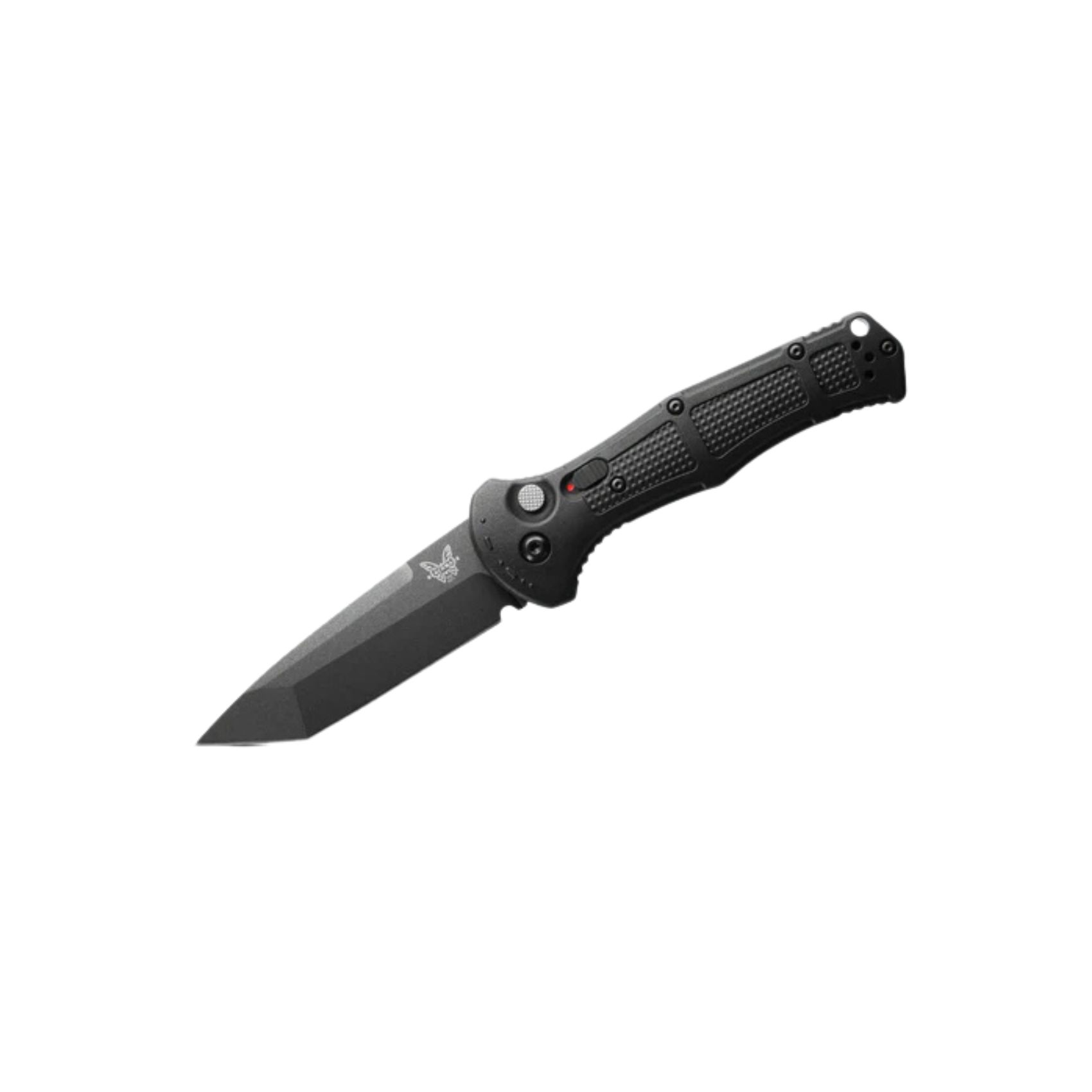 Benchmade Claymore Black Tanto Serrated 2 Benchmade Claymore Black Tanto Serrated automatic knife with CPM-D2 tanto blade and textured black handle