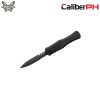 Benchmade Claymore OTF Dagger dual serrated black blade with black Grivory handle