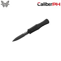 Benchmade Claymore OTF Dagger dual serrated black blade with black Grivory handle