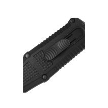 Benchmade Claymore OTF Dagger dual serrated black blade with black Grivory handle
