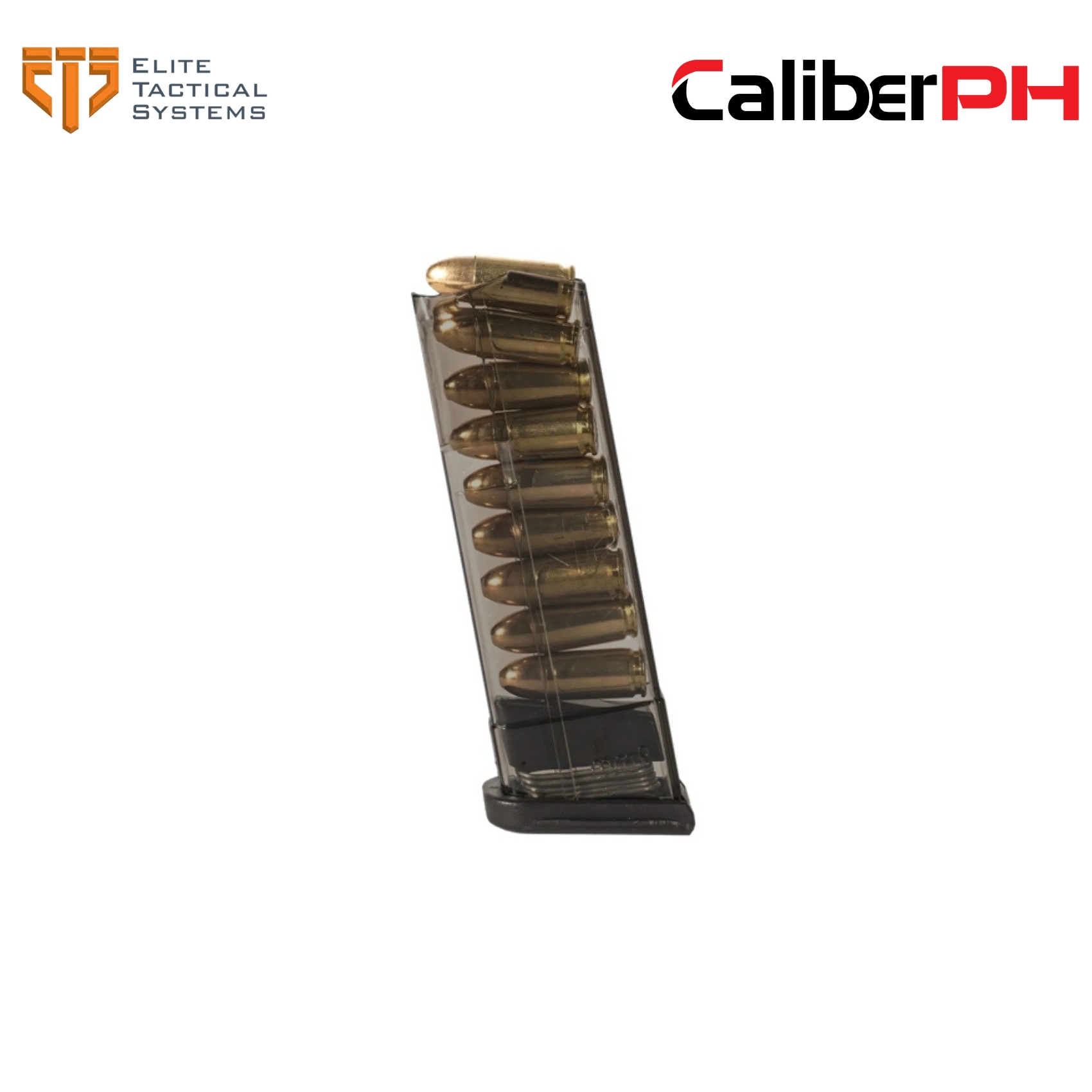 ETS Group - Elite Tactical Systems Pistol Magazine - 9round - Extended 9mm Luger - Compatible with Glock 43 - Smoke Polymer