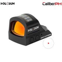 Holosun HS407C X2 pistol red dot sight with Solar Failsafe and 2 MOA reticle graphic.