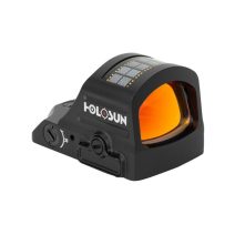 Holosun HS407C X2 pistol red dot sight with Solar Failsafe and 2 MOA reticle graphic.