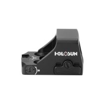 Holosun - HS407K-X2 - Reflex Sight 0.58 x 0.77 6 MOA Red Dot Reticle - Black Anodized 17 Holosun HS407K X2 micro red dot sight front angled view on a white background.