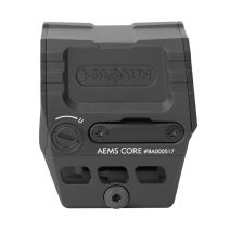 Holosun AEMS Core enclosed red dot sight with 2 MOA red reticle, shown mounted on a firearm.