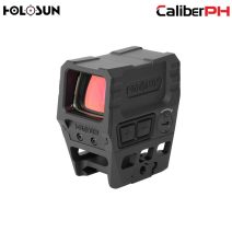 Holosun AEMS Core enclosed red dot sight with 2 MOA red reticle, shown mounted on a firearm.
