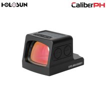 Holosun EPS-GR-MRS enclosed pistol green dot sight with Multi-Reticle System, featuring a 2 MOA dot and 32 MOA circle, in a black anodized finish on a handgun.