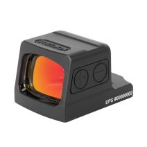 Holosun EPS-RD-2 enclosed pistol red dot sight with a 2 MOA red dot reticle and black finish, mounted on a handgun slide.