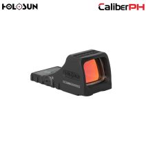 Holosun SCS MOS Black Solar Charging Sight, a compact red dot optic for pistols, featuring a solar panel for continuous power and an RMR-style footprint.