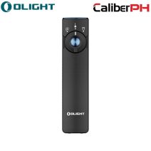 Front view of the flat-profile black Olight Arkfeld Pro flashlight centering the tactical mode selector ring and power toggle button.