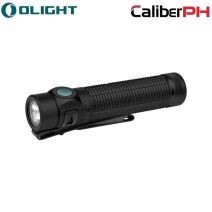 Olight Baton 4 Pro 1600 Lumens matte black rechargeable tactical flashlight featuring knurled grip, pocket clip, and side switch.