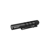 Olight i3T 2 EOS secondary side view showing deep carry pocket clip and spiraled knurling