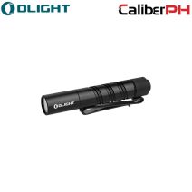 Olight i3T 2 EOS secondary side view showing deep carry pocket clip and spiraled knurling