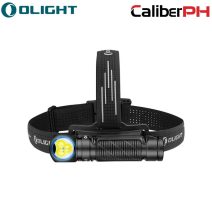 Olight Perun 3 rechargeable right angled black headlamp with CaliberPH logo branding