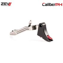 ZEV Technologies PRO Curved Face Trigger Bar Kit for Glock 43 Gen 4, featuring a black curved trigger shoe and red safety pad.
