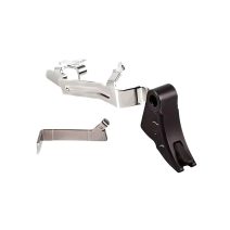 ZEV Technologies PRO Trigger Bar Kit for Glock Gen5 models 17, 19, 19X, 26, and 34, featuring a black curved trigger shoe and connector.