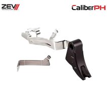 ZEV Technologies PRO Trigger Bar Kit for Glock Gen5 models 17, 19, 19X, 26, and 34, featuring a black curved trigger shoe and connector.